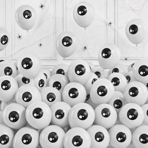 Image of Togvu Halloween Eyeball Balloons, 50Pack 5 Inch Small Mini Eye Ball Latex Party Balloons for Halloween Trick or Treat Spooky Bloody Birthday Party Decorations Supplies