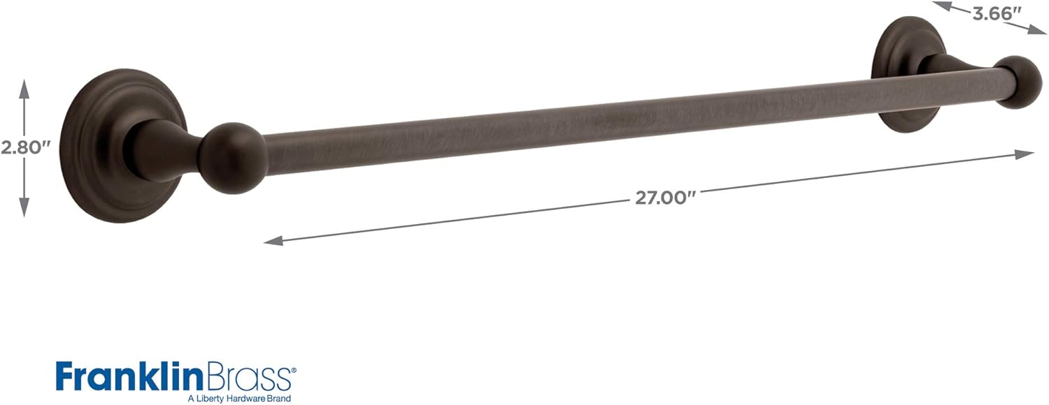 Franklin Brass Jamestown (1-Pack) 24" Towel Rack for Bathroom, Venetian Bronze Towel Bar for Bathroom Wall Towel Holder Rod Wall Mounted Bathroom Accessories 9024VB