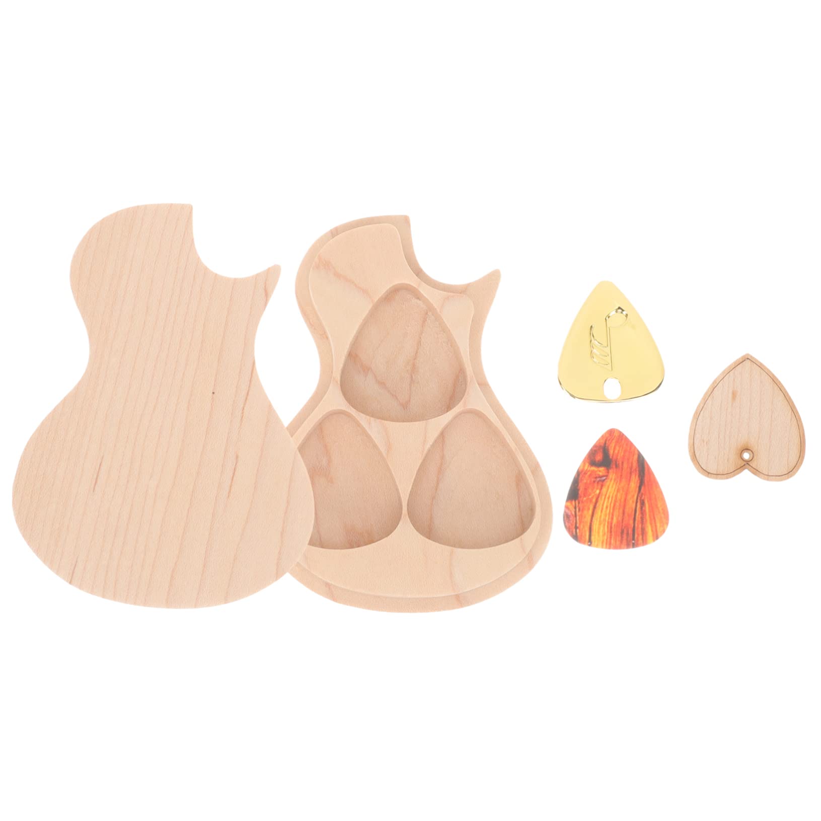QUMIIRITY Guitar Pick Holder Wooden Guitar Pick Box Maple Wood Organized Storage