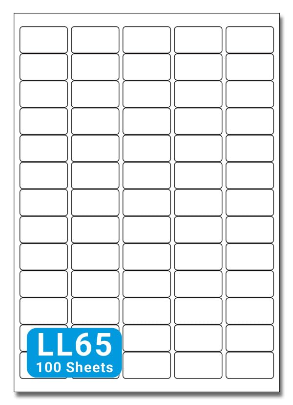 White A4 Labels - 38mm x 21mm 65 to View - LL65-100 Sheets per Box (6500 Self Adhesive Permanent Labels) - Part Number Customark-LL65-WP