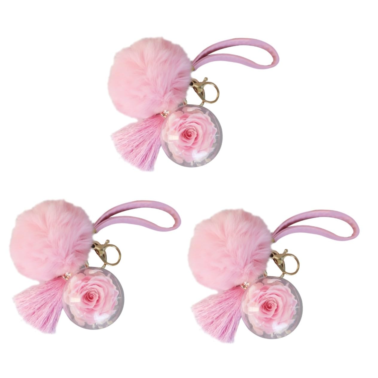 LIFKOME 3 Uds Pulseras De Brazalete Para Mujer Llavero Con Pompón De Mujer Llavero Decorativo Con Pompón De Rosas De Coche s De Rosa Bolsa
