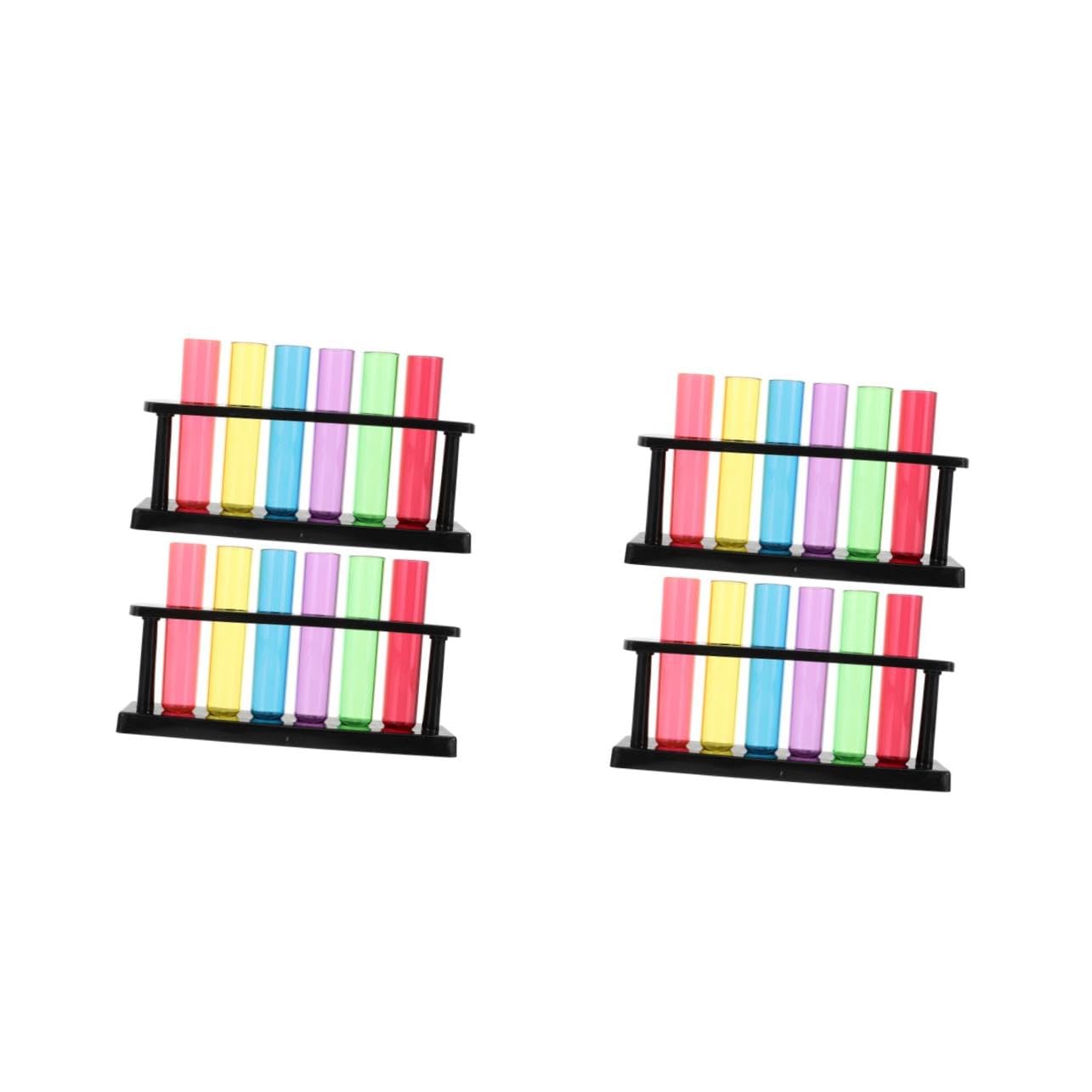 Zerodeko 4sets Plastic Test Tubes Tube Rack for Science Experiments Liquid Storage and Classroom Use Practical and Space-Saving Design