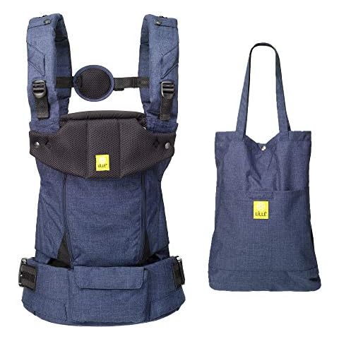 LÍLLÉbaby Serenity 6-in-1 Ergonomic Baby Carrier, Newborn to Toddler, Lumbar Support with Convertible Tote, Indigo Cover