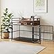 BORPHOM Hundekäfig Möbel, Hundebox für Zuhause,Hundebox Holz Indoor,Gitterbox Hund,Hundehütte XXL Hundekäfig für Zuhause aus Metall und Holz,Large Dog Crate,103x60x92,5cm,Vintagebraun