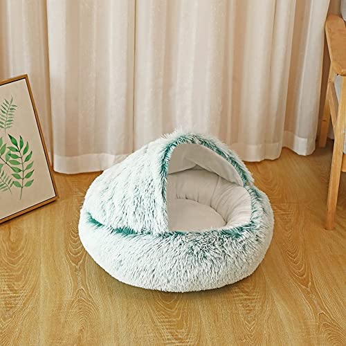 SEDOXX Dog Bed Cat Bed Plush Round Cave Bed Donut Pet Bed for Small Medium Pets Kitten Puppy Indoor Fluffy Calming Beds Cosy Washable Anti-Slip,60cm,Green