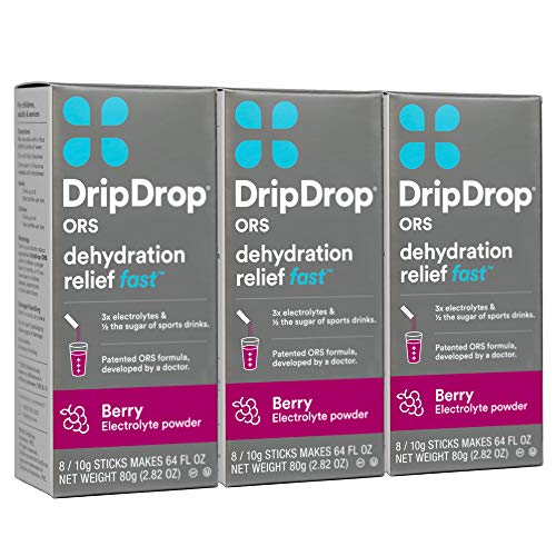 DripDrop ORS Electrolyte Hydration Powder Sticks, Berry, 10g Sticks, 24 Count