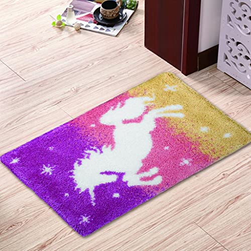 Kit Latch Hook tapis avec canevas robuste et fils prédécoupés cheval coloré