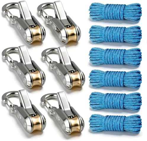 6 Pack Rope with Roller Tensioner for Easy and Secure Tying,2026 New Heavy Duty Retractable Buckle Rope with Accessory Cord for Camping Boating Home Storage Outdoor Use