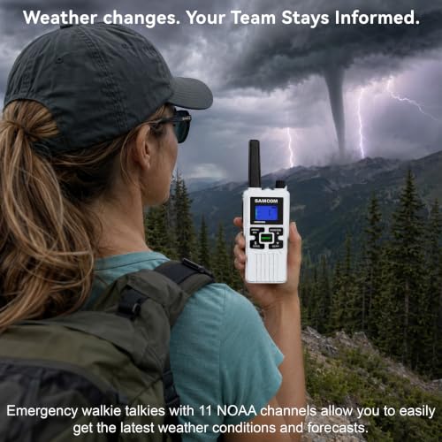 Image of SAMCOM FRS Two Way Radios Bulk Set with NOAA Group Call Alert Earpiece | 2-Watt License-free 22 channels 1250mAh battery Rechargeable USB Charging UHF Walkie Talkie for Adults Restaurant Warehouse
