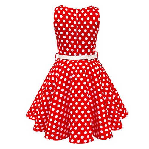 Girls Vintage Dresses Girls' Special Occasion Dress 50S Retro Kids Dresses Swing Rockabilly Sleeveless, Red Polka Dot, Size 8 #TOP2