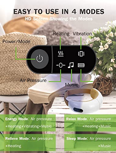 Fooseey Eye Massager With Heat Fsa&Hsa Eligible Gift Air Compress Eyes Massage For Migraine Relief Eye Strain Dry Eyes Sleep Mask With Bluetooth Voice Broadcast Vibration Eyes Massager For Women/Men #TOP3
