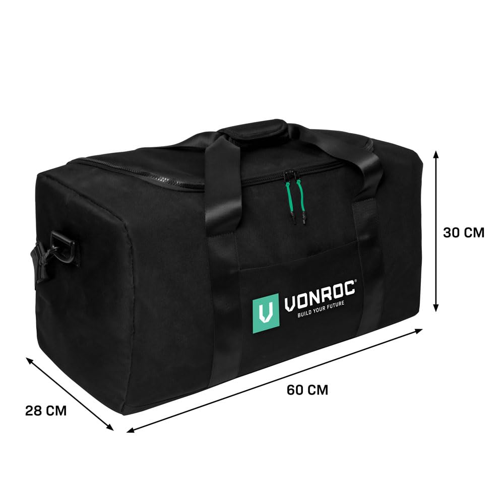 VONROC Pack Outils Sans Fil 20V – Set Complet avec 7 Machines + Lampe LED, 2 Batteries 4.0Ah, Chargeur Rapide & Sac à Outils – Perceuse, Scie Circulaire, Scie Sabre, Meuleuse, Visseuse à Chocs