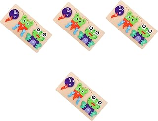 Toyvian 4 Conjuntos De Quebra-Cabeça Sapos Para Crianças Quebra-Cabeças De Madeira Brinquedos De Quebra-Cabeça Da Criança Quebra-Cabeça De Animais Placas De Quebra-Cabeça De Madeira
