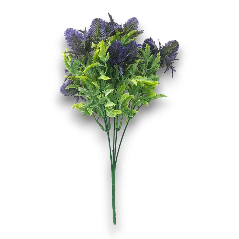 Floristrywarehouse Purple Artificial Thistle Flower And Green Foliage Bush 36Cm