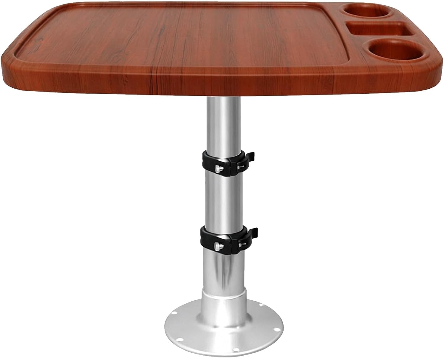 RV Table with Gas Lift Adjustable Height 13-28in, RV Dinette Table for Inside a Camper, ABS Wood Grain Top, Aluminum Leg
