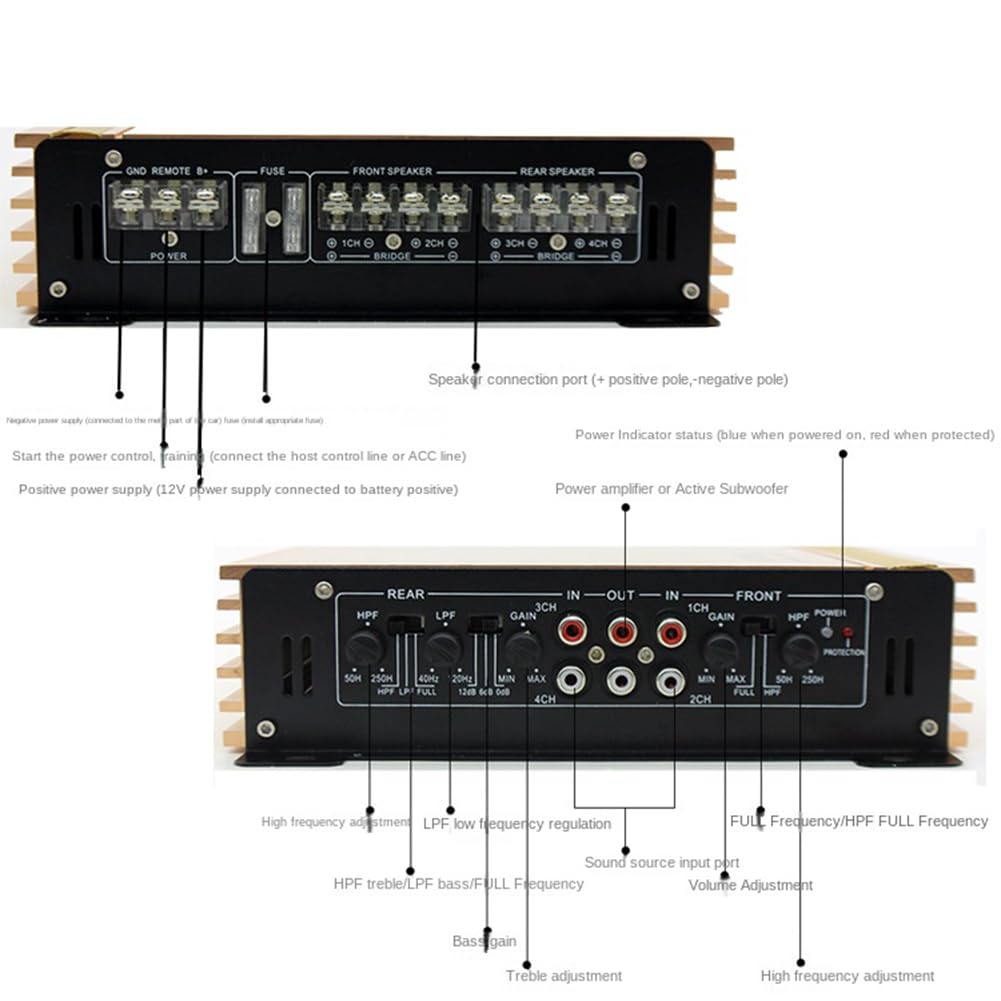 Amplificateur audio de voiture 4500 W 4 canaux haute puissance pouvant être équipé de 4 haut-parleurs H-608 amplificateur de puissance