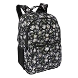 Mochila para Notebook Floral com Estampa de Margaridas, Preta, MN4273