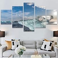 SIGNWIN 5 Panel Canvas Wall Art Modern Art Aerial Contemporary Cool Dramatic Multicolor Nature Photography Snow for Home Decorations Ready to Hang - 60