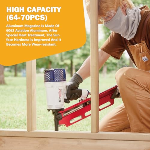 Image of KingOu American Style NR2190 21 Degree Plastic Strip Framing Nailer Gun Aluminum Magazine