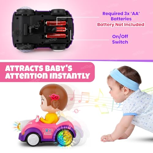 Image of Zest 4 Toyz Musical Stunt Car for Kids with Flashing 5D Lights 360 Rotation Bump and Go Action Musical Toy Battery Operated Electric Toy Car for Boys and Girls Age 3+ (Multi)