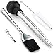 Steel Turkey Baster & Barbecue Basting Brush, with Flavor Injector and Cleaning Brush - By MiiKO