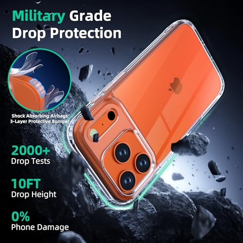 Image of ONES for iPhone 17 Pro Max Slim Case Clear, [PC + TPU Hybrid][Military-Grade Drop Protection][Anti-Yellowing][ Anti-Slip ], Shockproof Silicone Hard Cover for iPhone 17 Pro Max, Transparent Case