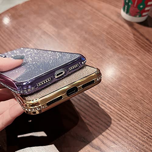 Minscose Compatible With Iphone 11 Case,Luxury Glitter Rhinestone Bling Diamond Sparkle Shiny Bumper And Camera Lens Design Clear Phone Case For Women Girls-Gold #TOP6