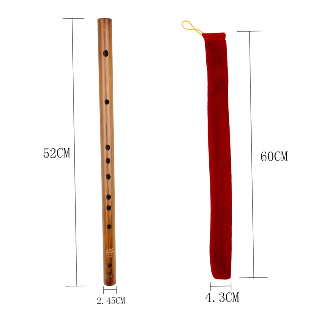 INOOMP Vertikale Kleine Holzflöte aus Braunem Holz mit Spiegelpolitur und Kleinem Volumen Inkl Weichem Lint Aufbewahrungsbeutel für Musikinstrumente im Freien