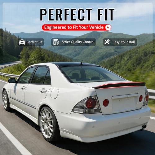 IKON MOTORSPORTS, Trunk Spoiler Compatible with 2001-2005 Lexus IS300 Sedan, JDM Duckbill Style Primer Black ABS Rear Trunk Lid Spoiler Wing Lip - Image 3