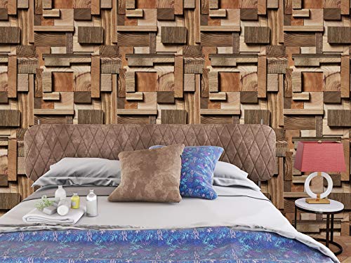 Image of DWELLSINDIA Natural 3D Wood Self Adhesive Wallpaper Waterproof, Scratch Resistant, Laminated 41cm x 244cm