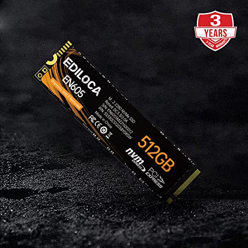 Image of Ediloca EN605 512GB M.2 SSD, NVMe1.3 PCIe Gen3 x4 SSD TLC, Internal Hard Drive, M.2 2280 - Read /Write Speed up to 2100 /1300 MB /s - Internal SSD Compatible with Laptop & PC Desktop
