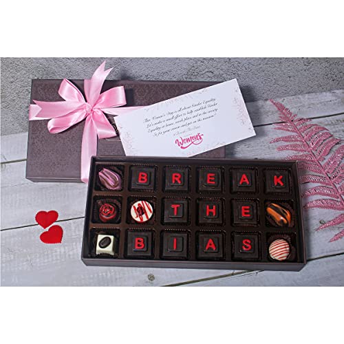 Image of Velevt Fine Chocolates Women's Day Gift Hamper Pack for Ladies, Employees, Mom, Wife, Daughter, Girlfriend | 18 Assorted Chocolates Gift Pack with Greeting Card