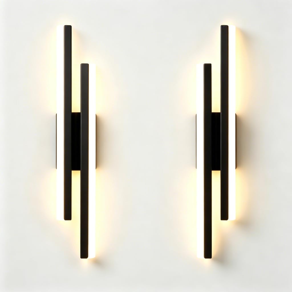 Tidinglove 2 Pack LED Wall Sconce Modern Linear Wall Lamp Black Long Strip Wall Light Fixture Acrylic Shade 19.6 Inch Indoor Iron Hardwired Wall Sconces (3 Color Modes Adjustable, Black)