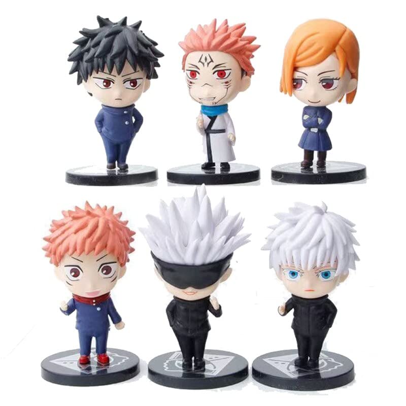 Image of Trunkin Jujutsu Kaisen Rubber Action Figures | (Set Ac) 6 Pcs Set 8-10 cms Itadori Yuji Fushiguro Megumi Kugisaki Nobara Gojo Satoru Ryomen Sukuna | Multicolor