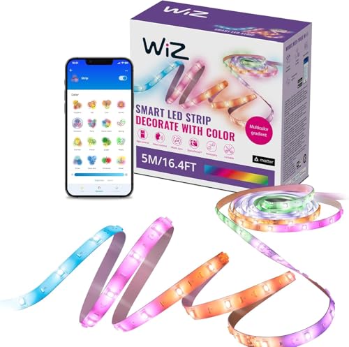 WiZ, Ruban LED Connecté - 5 Mètres, 16 millions de couleurs, avec détecteur de mouvement, Connexion Wi-Fi, Contrôle possible par la Voix, App, Alexa, Google Assistant