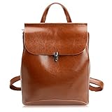 Zicac Women's Leather Backpack Casual Daypack (Brown)