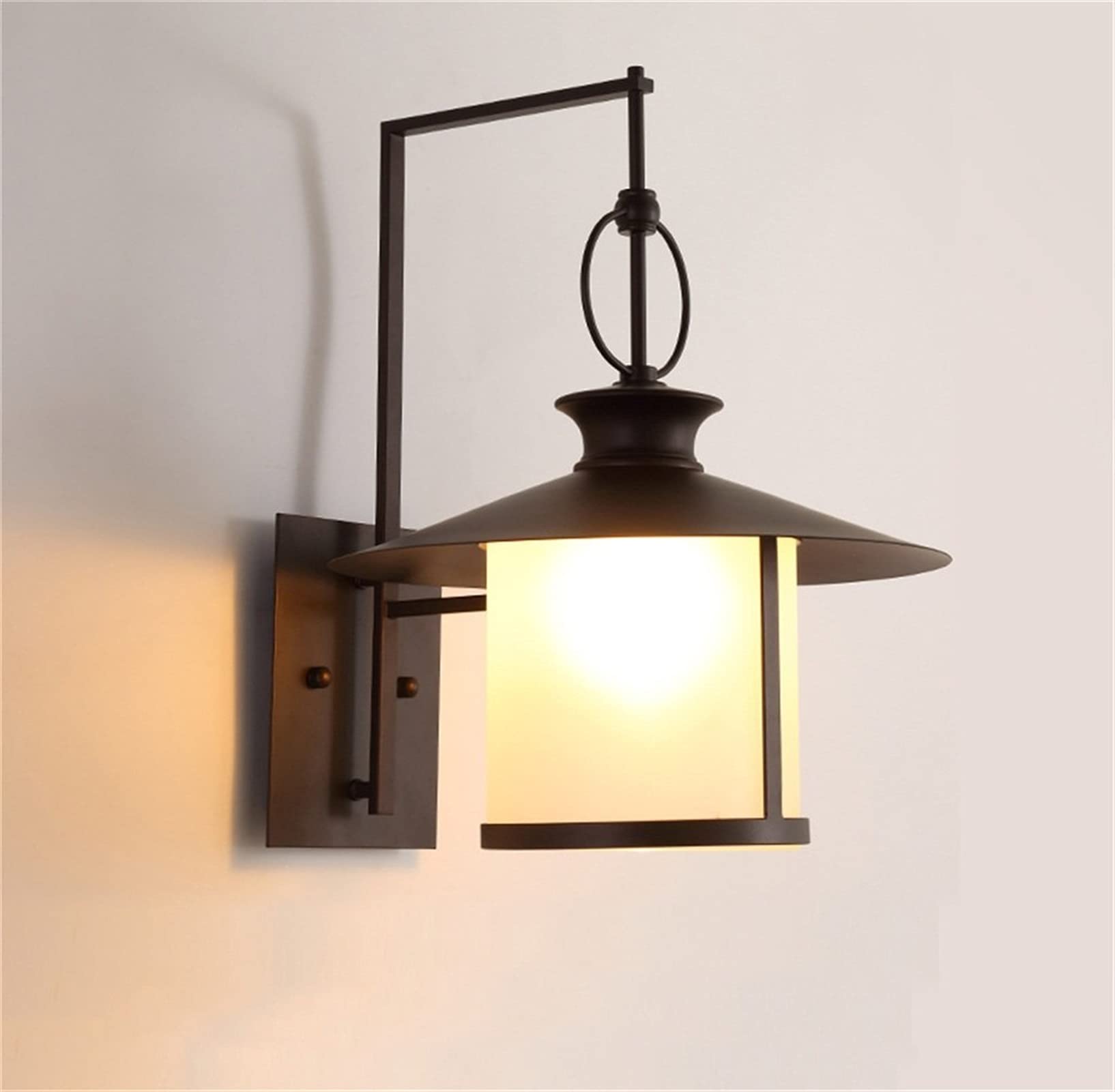 Applique Murale européenne rétro en métal antirouille, Style Vintage, Noire, étanche, luminaire d'extérieur en Verre Edison E27, Compatible avec terrasse, Jardin, Balcon, etc.