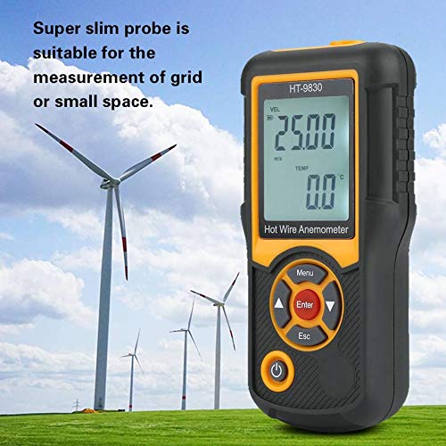 HT-9830 AC 100-240V Digital LCD Hot Wire Anemometer Handheld Wind Speed Gauge Meter Measure Anemometer