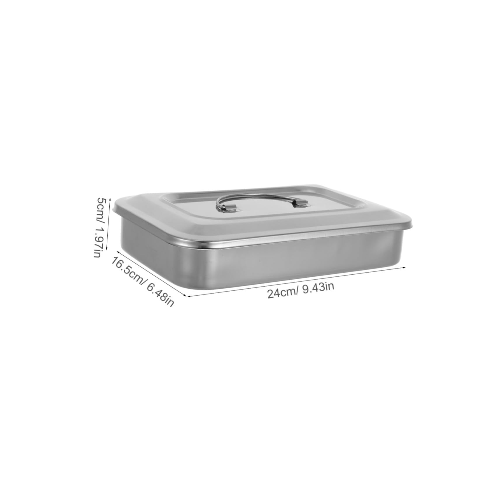 Caja de esterilización de acero inoxidable con tapa Bandeja de cuadrada de acero inoxidable Bandeja de esterilización duradera e inoxidable para uñas y herramientas de belleza