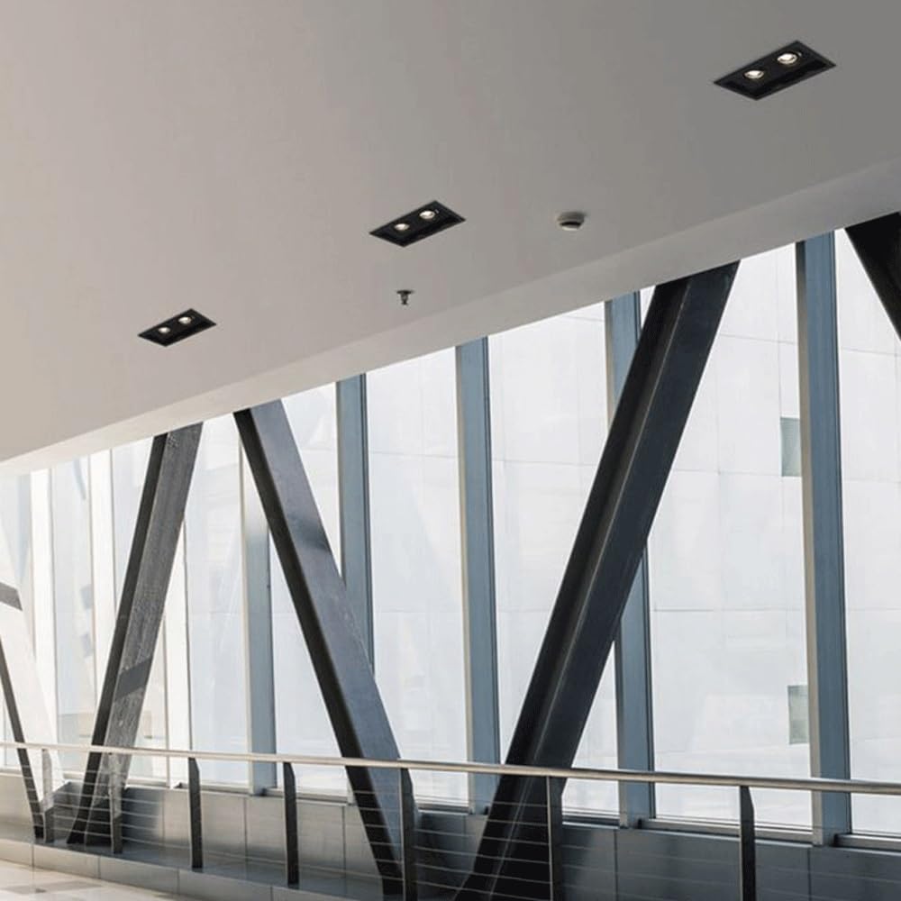 Generico Faretto da incasso a soffitto a LED a doppia testa con griglia quadrata for lampada spot da incasso for corridoio del centro commerciale(Black(18W),White light)
