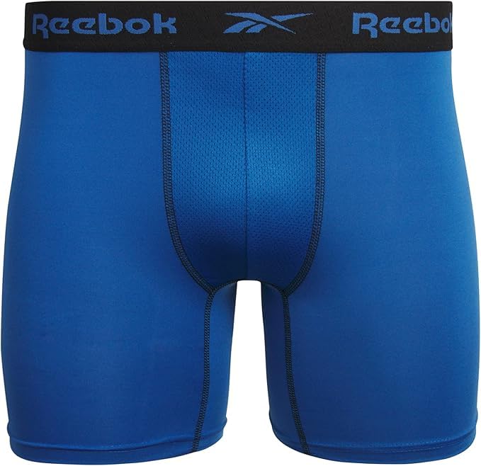 Reebok Mens Boxer Briefs - 3 Pack Stretch Moisture Wicking Mens Underwear with Contour Pouch Boxers for Men (Sizes: S-XL), Size X-Large, Grey/Black/Blue4