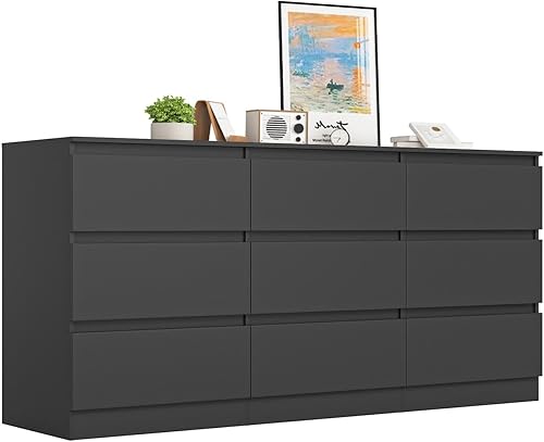 Miniatura 9 de Spaco Cómoda blanca para dormitorio, cómoda de 6 cajones, cómoda y cómoda, cómoda de madera, muebles de dormitorio, cómoda de TV ancha para