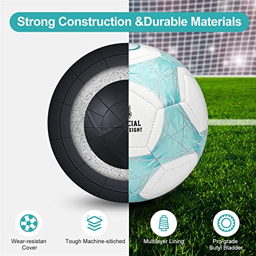 STEEFAN Teal/Blue/Pink Soccer Ball Size 6 for Kids Outdoor Play,Color Change Soccer Official Ball Needles and Air Pump,Gift Idea for Kid Teen Boy Girl Junior Women,Outdoor Game Soccer Ball. by STEEFAN - Image 4