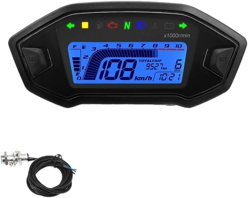 Motorcycle Speedometer 10000rpm Motorcycle Tachometer Digital Dashboard with Odometer Tachometer Dual Tachometer Odometer Instrument Panel