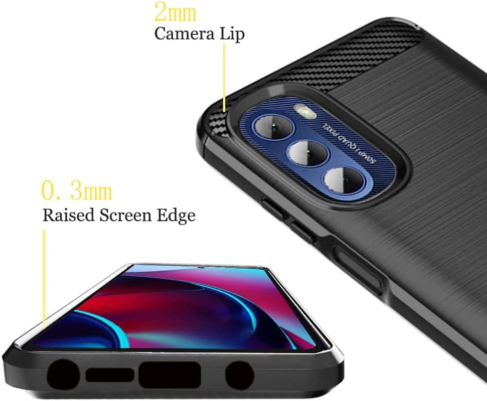 Image of NPRC Hybrid Ultra Slim Protective Case TPU Non-Slip Carbon Fiber Texture Shockproof Case Cover for Moto G Styles 2022 - Black