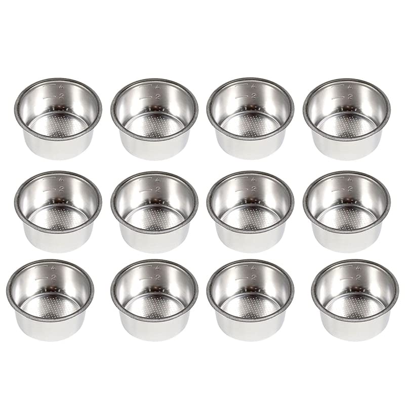 12 Uds 51Mm 4 Tazas no presurizadas para Breville Delonghi Krups máquina de café Filtro Cesta cápsula Taza de Acero Inoxidable