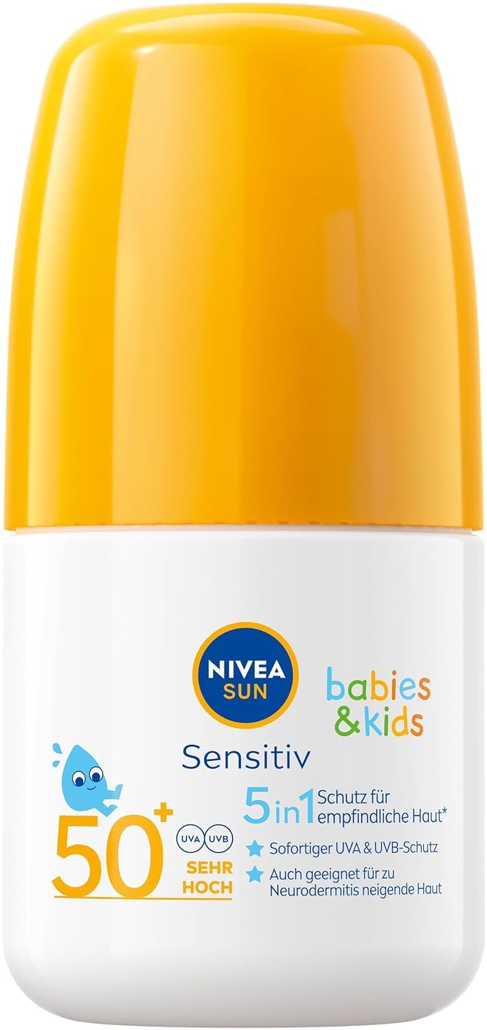 Nivea Unisex Kinder Sonnencreme, Babies & Kids Sensitive Protect Roll-On Lsf 50+ (Sonnenstick, Spf 50, 50 Ml)