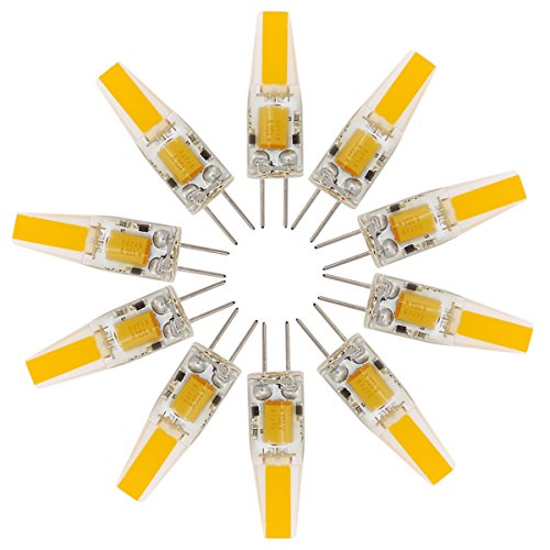 ZHENMING G4 COB LED Bulb, Bin-pin Light Bulb, 2W(25W Halogen Equivalent), 200 Lumens, DC/AC 12V-24V, Warm White 3000K, Pack of 10