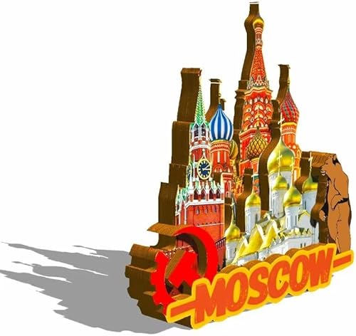 Miniatura 2 de Rusia Moscú, imán de nevera, de madera, 3D, monumentos, coleccionables, decoración de recuerdos, hecho a mano, 361