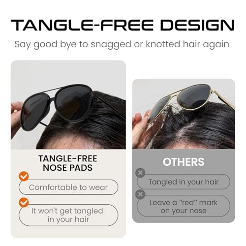 SODQW Tangle Free Aviator Sunglasses for Women Men Polarized Trendy Sun Glasses with UV400 Protection for Fishing Driving3